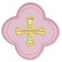 Médaillon croix en appliqué motif broderie machine