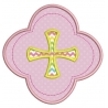 Médaillon croix en appliqué motif broderie machine