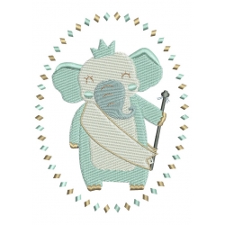 motif broderie machine éléphant-couronne-sceptre-2tailles