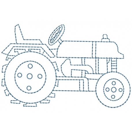 Motif broderie machine tracteur en redwork