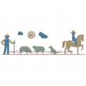 motif broderie machine fermier, moutons, cheval motif broderie machine fermier, moutons, cheval