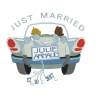 Just Married voiture mariae motif broderie machine