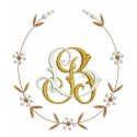 motif broderie machine couronne fleurie avec initiales motif broderie machine couronne fleurie avec initiales