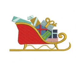 chariot père Noël motif de broderie machine