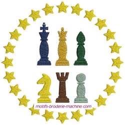 motif broderie machine jeu d'échecs-2 tailles