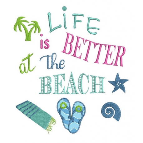 Life is better at the beach motif broderie machine