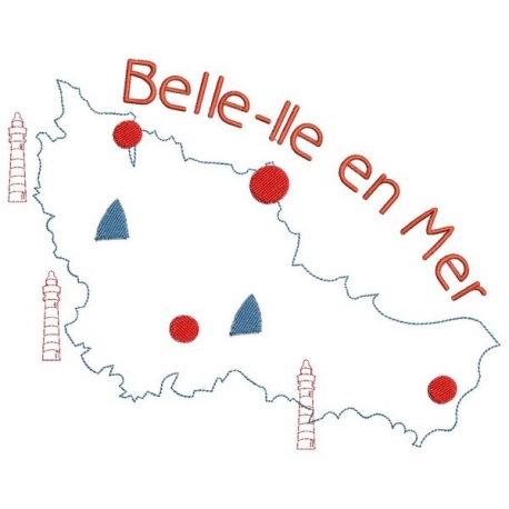 motif broderie machine carte de Belle-île en Mer