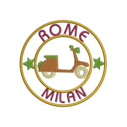 Ecusson Milan et Rome et la Vespa