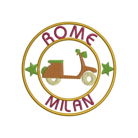 Ecusson Milan et Rome et la Vespa